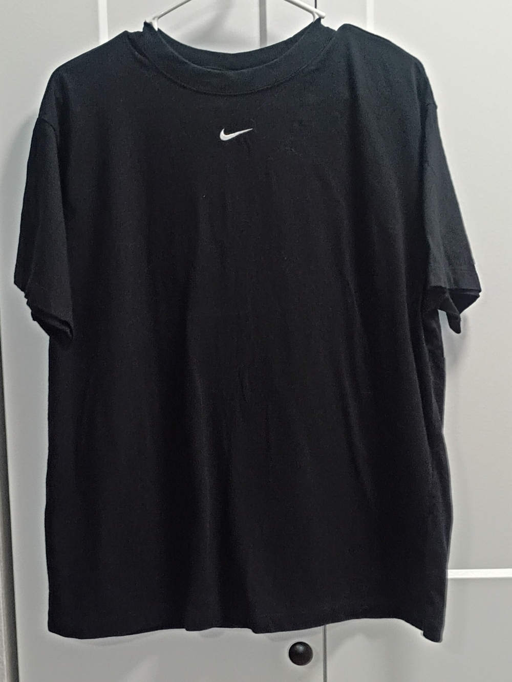 Nike Black Short-Sleeve Crew Tee with White Swoosh